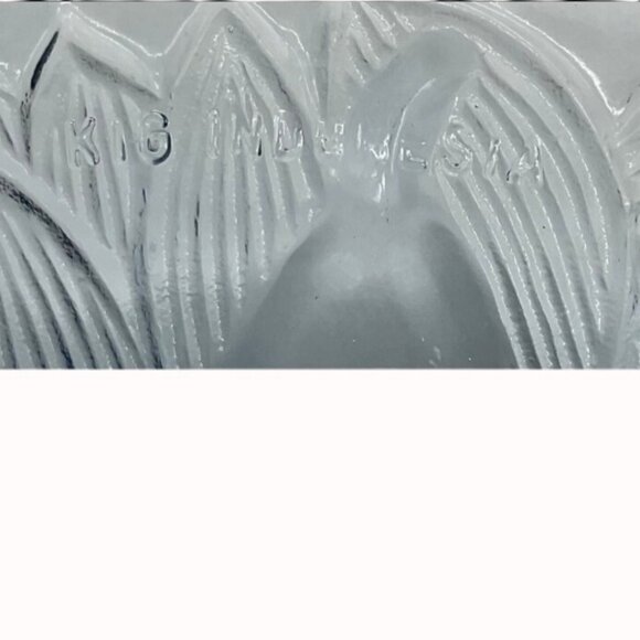 KIG Ice Blue Glass Plates Set Of 4 VTG Fruit Embossed Decorative Trinket Dish - Picture 6 of 10